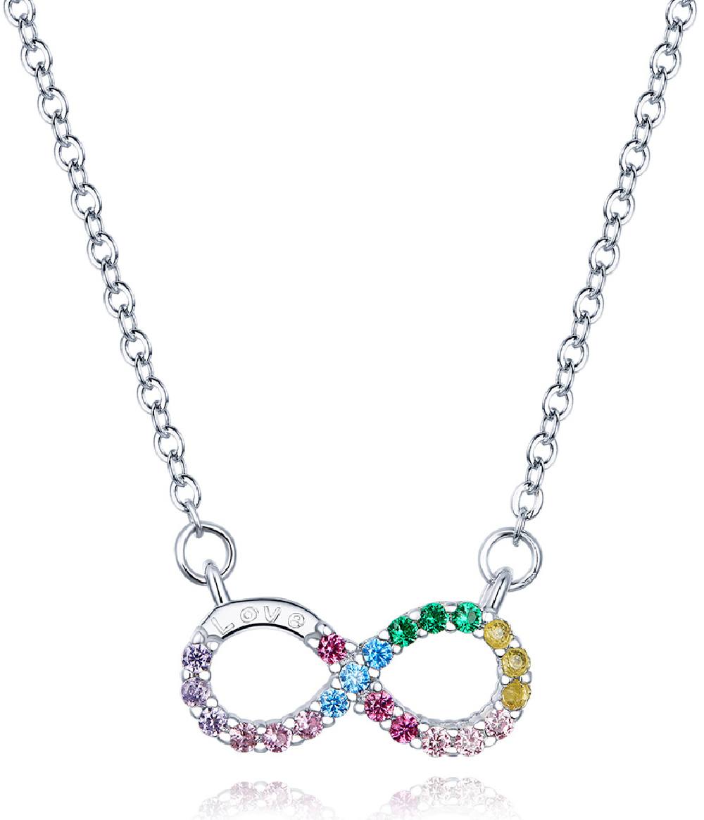 BAMOER κολιέ άπειρο SCN402 με κυβική ζιρκόνια, ασήμι 925, ασημί