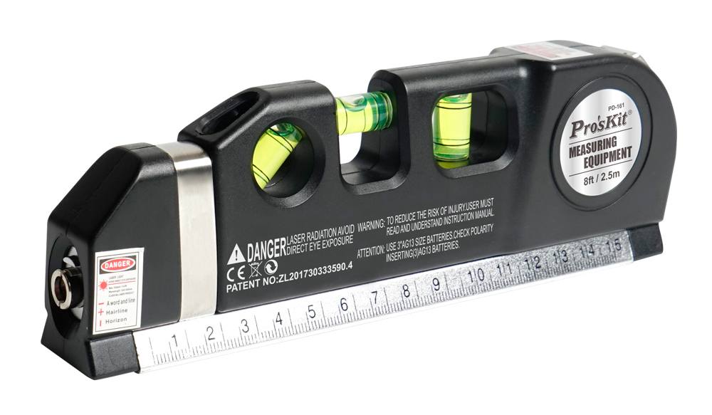 PROSKIT γραμμικό αλφάδι laser PD-161-C με κόκκινη δέσμη, μετροταινία