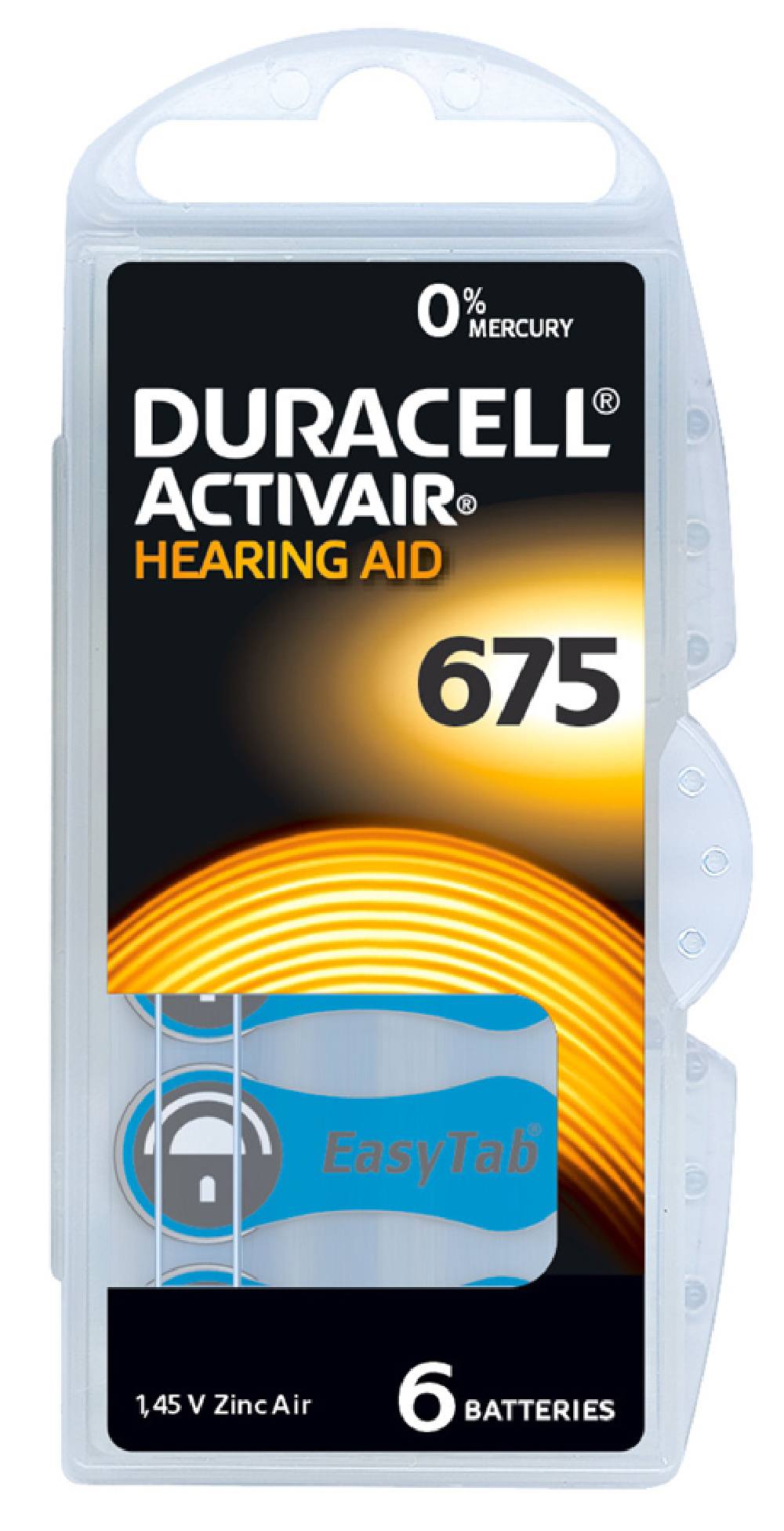DURACELL μπαταρίες ακουστικών βαρηκοΐας Activair 675, 1.45V, 6τμχ