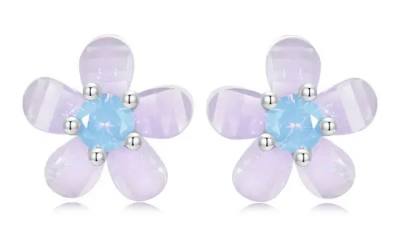 BAMOER σκουλαρίκια καρφωτά SCE1733 με οπάλ πέτρα, ασήμι 925, ασημί