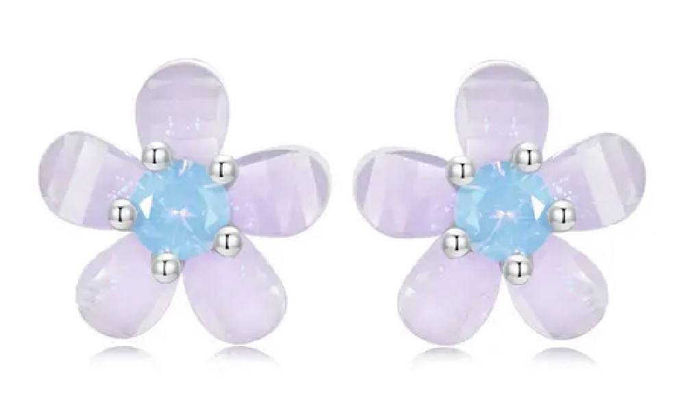 BAMOER σκουλαρίκια καρφωτά SCE1733 με οπάλ πέτρα, ασήμι 925, ασημί