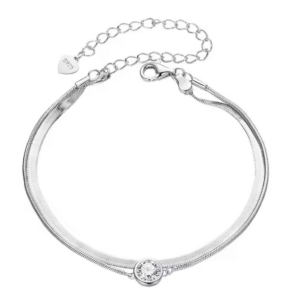 BAMOER βραχιόλι MSB022 με μοϊσσανίτη, ασήμι 925, ασημί