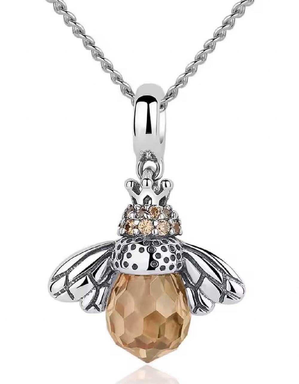 BAMOER κολιέ μέλισσα SCC035+SCA010-45 με κυβική ζιρκόνια, ασήμι 925, ασημί