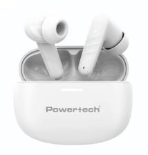 POWERTECH earphones με θήκη φόρτισης PT-1432, True Wireless, 35/300mAh, λευκά