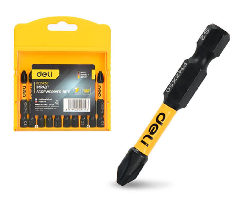 DELI σετ μύτες κατσαβιδιού DL251050 για δραπανοκατσάβιδο, σταυρωτές, PH2x50mm, 10τμχ