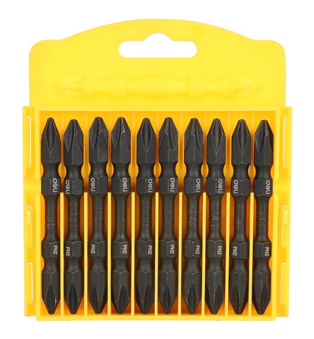 DELI σετ μύτες κατσαβιδιού DL252202 για δραπανοκατσάβιδο, διπλή κεφαλή, σταυρωτές, PH2x65mm, 10τμχ