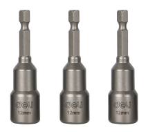 DELI σετ καρυδάκια DL4812T για δραπανοκατσάβιδο, μαγνητικά, 12mm, εξάγωνα, 3τμχ