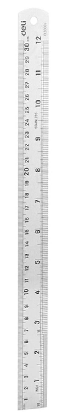 DELI μεταλλικός χάρακας DL8030Y, ανοξείδωτο ατσάλι, 12"/30cm, ασημί