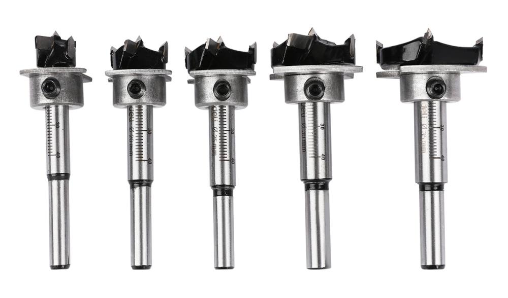 DELI σετ τρυπάνια μεντεσέ DH-MKK005-ED1 για ξύλο/πλαστικό, TCT λεπίδα, 15-35mm, 5τμχ