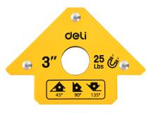 DELI μαγνητική γωνία συγκόλλησης DL-HDW25 με 45°/90°/135° γωνίες, 3", 11kg