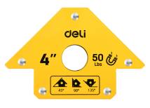 DELI μαγνητική γωνία συγκόλλησης DL-HDW50 με 45°/90°/135° γωνίες, 4", 22kg