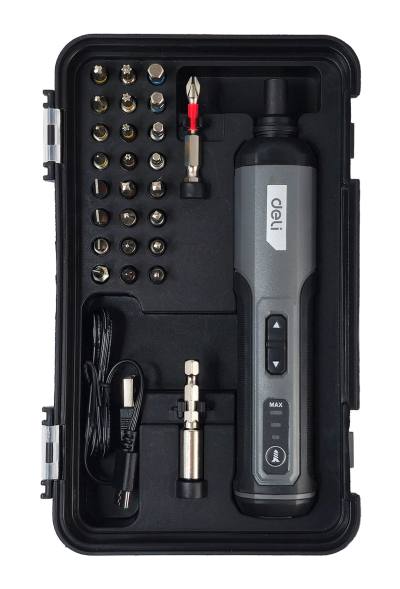 DELI σετ κατσαβίδι μπαταρίας με μύτες DC161, LED φακός, 2000mAh