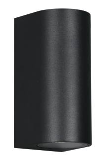 POWERTECH φωτιστικό τοίχου HLL-0188 για 2x GU10 λάμπες, μεταλλικό, IP65, μαύρο