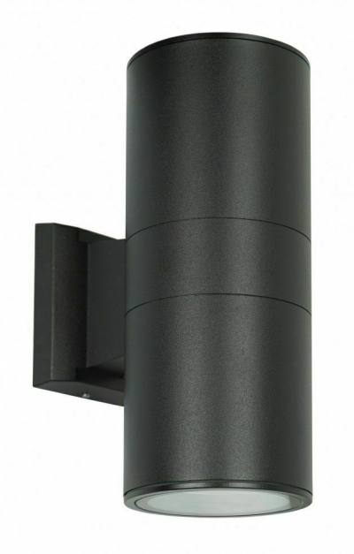 POWERTECH φωτιστικό τοίχου HLL-0190 για 2x GU10 λάμπες, μεταλλικό, IP65, μαύρο