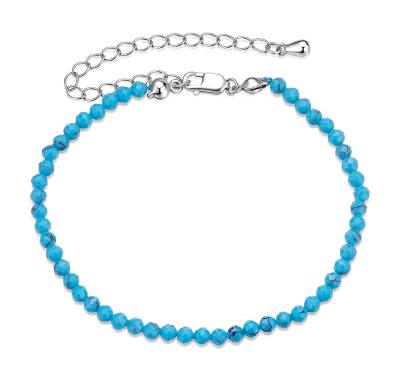 BAMOER βραχιόλι BSB204-BU με συνθετική τουρκουάζ, ασήμι 925, μπλε