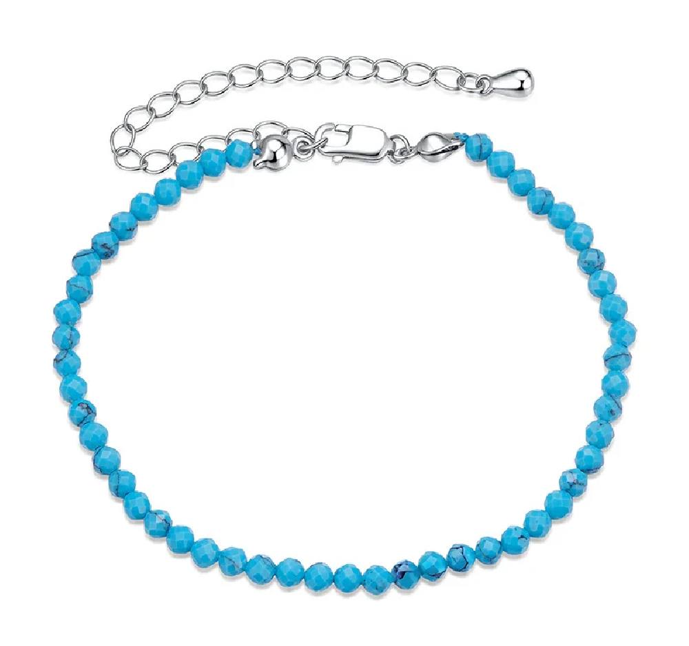 BAMOER βραχιόλι BSB204-BU με συνθετική τουρκουάζ, ασήμι 925, μπλε