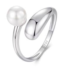 BAMOER δαχτυλίδι BSR662-E με πέρλα, ανοιγόμενο, ασήμι 925, ασημί