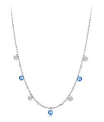 BAMOER κολιέ BSN428 με κυβική ζιρκόνια, ασήμι 925, ασημί/μπλε