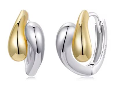 BAMOER σκουλαρίκια κρίκοι BSE1139, ασήμι 925, χρυσό/ασημί