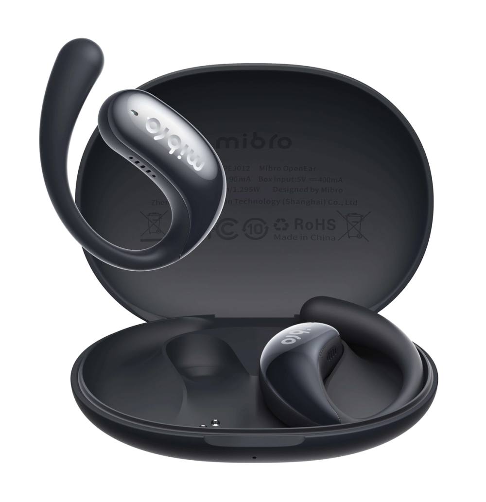 MIBRO earphones με θήκη φόρτισης OpenEar, OWS, ENC, 45/400mAh, μαύρα
