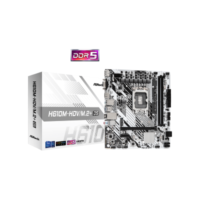 ASROCK MB H610M-HDV/M.2+ D5, SOCKET INTEL LGA1700 14th/13th/12th GEN INTEL CPU, CS INTEL H610, 2 DIMM SOCKET DDR5, HDMI/DP/D-SUB