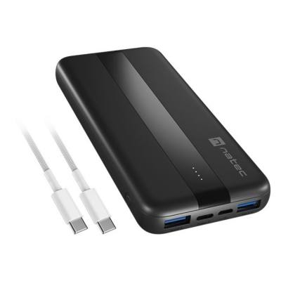 Natec Trevi Slim Q Power Bank 10000mAh, 20W Maximum Power, Quick Charge, Power Delivery  Micro USB, USB Type-A, USB Type-C (NPB-