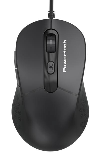 POWERTECH ενσύρματο ποντίκι PT-1467, οπτικό, έως 1600DPI, μαύρο