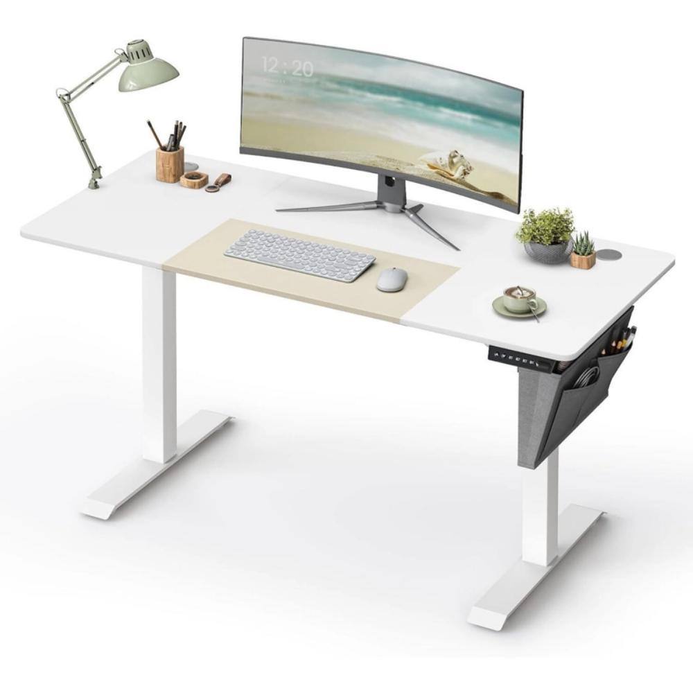 Songmics Γραφείο Ξύλινο με Μεταλλικά Πόδια White/Beige 60 x 140 x 72-120 (LSD016W01V1) (SNGLSD016W01V1)