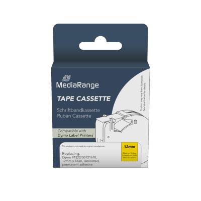 Ετικέτες Γενικής Χρήσης Mediarange (Dymo® 91222/S0721670) 12mm, 4m, Laminated and Permanent Adhesive, Black on Yellow (MRDY91222