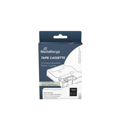 Ετικέτες Γενικής Χρήσης Mediarange (Dymo® D1/45021/S0720610) 12mm, 7m, Laminated and Permanent Adhesive, White on Black (MRDY450