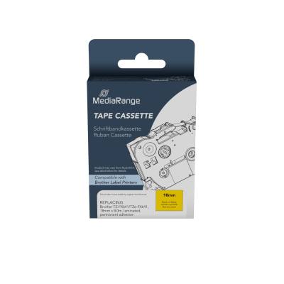 Ετικέτες Γενικής Χρήσης Mediarange (Brother TZ-FX641/TZe-FX641) 18mm, 8m, Laminated and Permanent Adhesive, Flexible, Black on Y