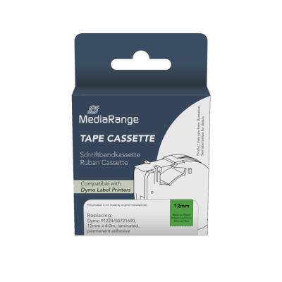 Ετικέτες Γενικής Χρήσης Mediarange (Dymo® 91224/S0721690) 12mm, 4m, Laminated and Permanent Adhesive, Black on Green (MRDY91224)