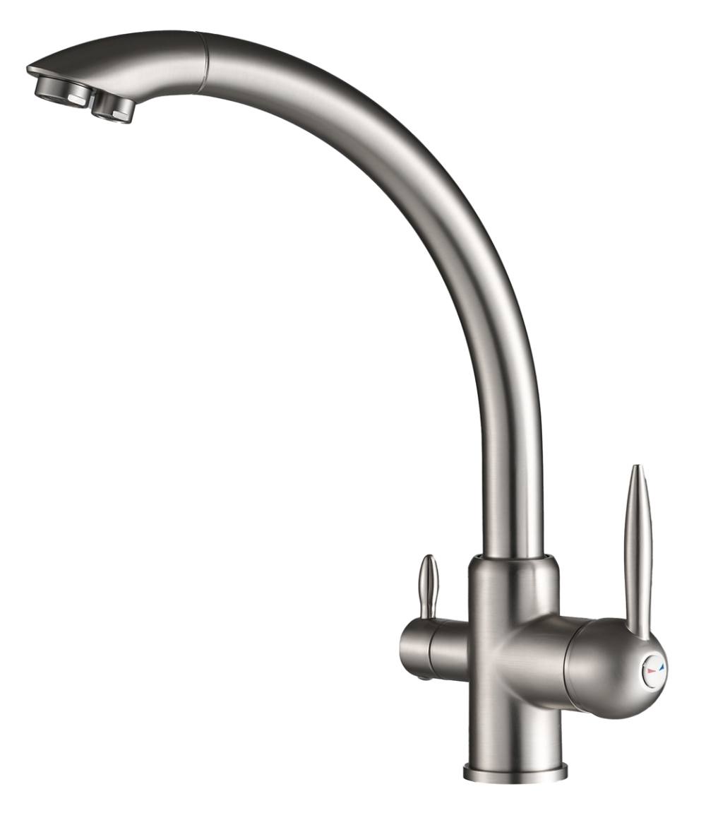 BRUNO μπαταρία πάγκου κουζίνας BRN-0238, τρίοδη, αναμεικτική, ασημί