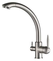 BRUNO μπαταρία πάγκου κουζίνας BRN-0238, τρίοδη, αναμεικτική, ασημί