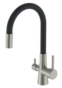 BRUNO μπαταρία πάγκου κουζίνας BRN-0239, τρίοδη, αναμεικτική, μαύρη/ασημί