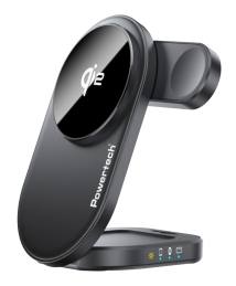 POWERTECH ασύρματος φορτιστής PT-1491, 3 σε 1, Qi2, 15W, μαύρος