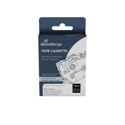 Ετικέτες Γενικής Χρήσης Mediarange ( Brother TZ-335/TZe-335, 12mm, 8m, Laminated and Permanent Adhesive, White on Black) (MRBTZ3