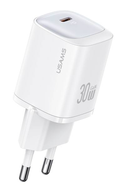 USAMS φορτιστής τοίχου US-CC251, USB-C, 30W, GaN, λευκός