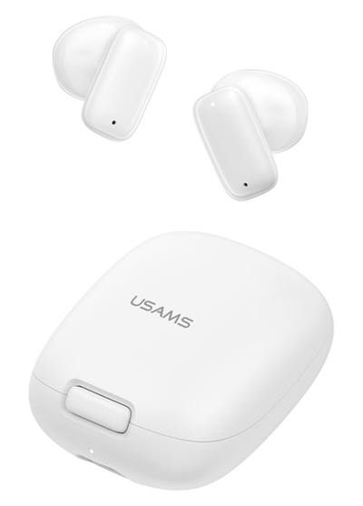 USAMS earphones με θήκη φόρτισης ID25, TWS, Φ13mm, 30/230mAh, λευκά