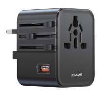 USAMS φορτιστής/αντάπτορας πρίζας CC309, USB & 2x USB-C, universal, 25W, μαύρος
