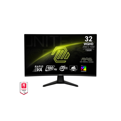 MSI MONITOR GAMING MAG 32CQ6F, CURVED RAPID VA WQHD, 32", 16:9, 400CD/M2, 3500:1, 0.5MS, 180Hz, 2560x1440, 2xHDMI/ 1xDP/ HP OUT,