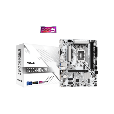 ASROCK MB B760M-HDV/M.2., SOCKET INTEL LGA1700 14th/13th/12th GEN INTEL CPU, CS INTEL B760, 2 DIMM SOCKETS DDR5, HDMI/DP/D-SUB, 