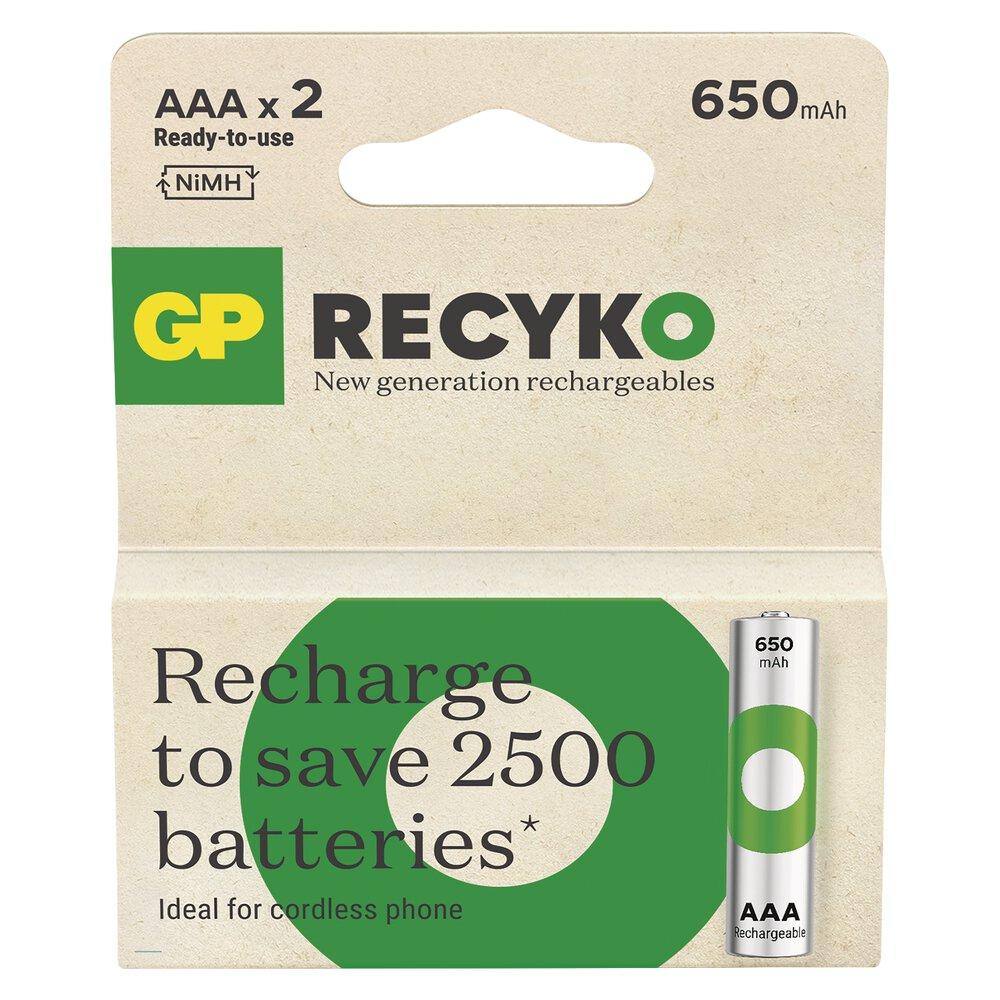 GP ReCyko 650mAh rechargeable batteries AAA / R03 Ni-MH  (GPB20655)