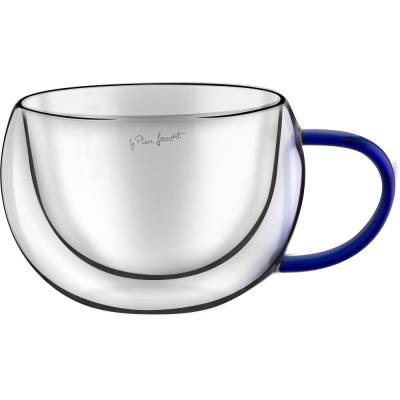 Σετ Φλιτζάνια Καπουτσίνο VASO Lamart LT9113 Γυάλινα με Διπλό Τοίχωμα 270ml Μπλε 2 Τεμ