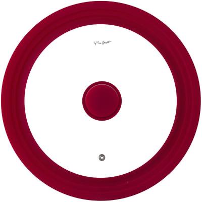 Καπάκι για Κατσαρόλα Γυαλινο με Σιλικόνη 20-24cm COVER Lamart LT7081 Κόκκινο