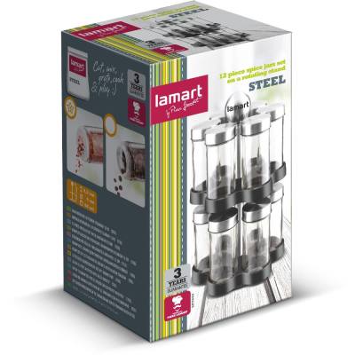 Θήκες Μπαχαρικών Lamart LT7044  Γυάλινες σε Περιστρεφόμενη Βάση 12τεμ.