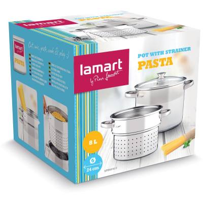 Κατσαρόλα Ζυμαρικών PASTA  με Σουρωτήρι 24cm 8lt Stainless Steel Lamart LTSS2417