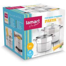 Κατσαρόλα Ζυμαρικών PASTA  με Σουρωτήρι 24cm 8lt Stainless Steel Lamart LTSS2417