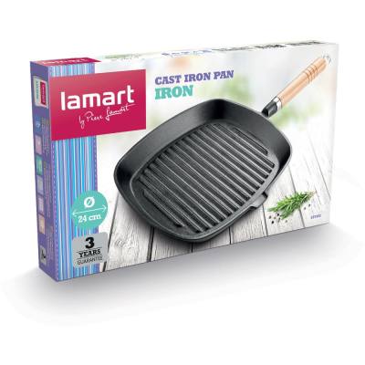 Τηγάνι Γκριλιέρα IRON από Μαντέμι 24cm Lamart LT1063 Μαύρο