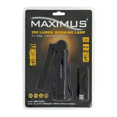 Επαναφορτιζόμενος Φακός Εργασίας Duracell Maximus 3+1 Watt IP20 290 Lumens/Απόσταση 19m/Διάρκεια: 7h Μαύρος